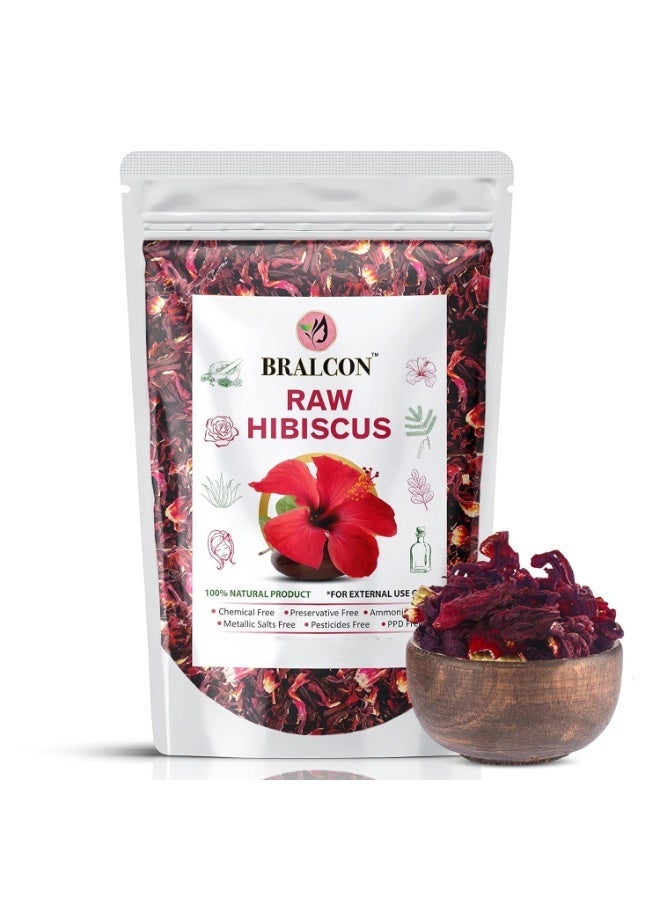 BRALCON Organic Raw Hibiscus -100g |Dry Hibiscus Flower |Rosa-Sinensis for Hair Care & FacePack |Gudhal Ka Phool for Hair growth, Skin Care|Pure raw form - Image 1